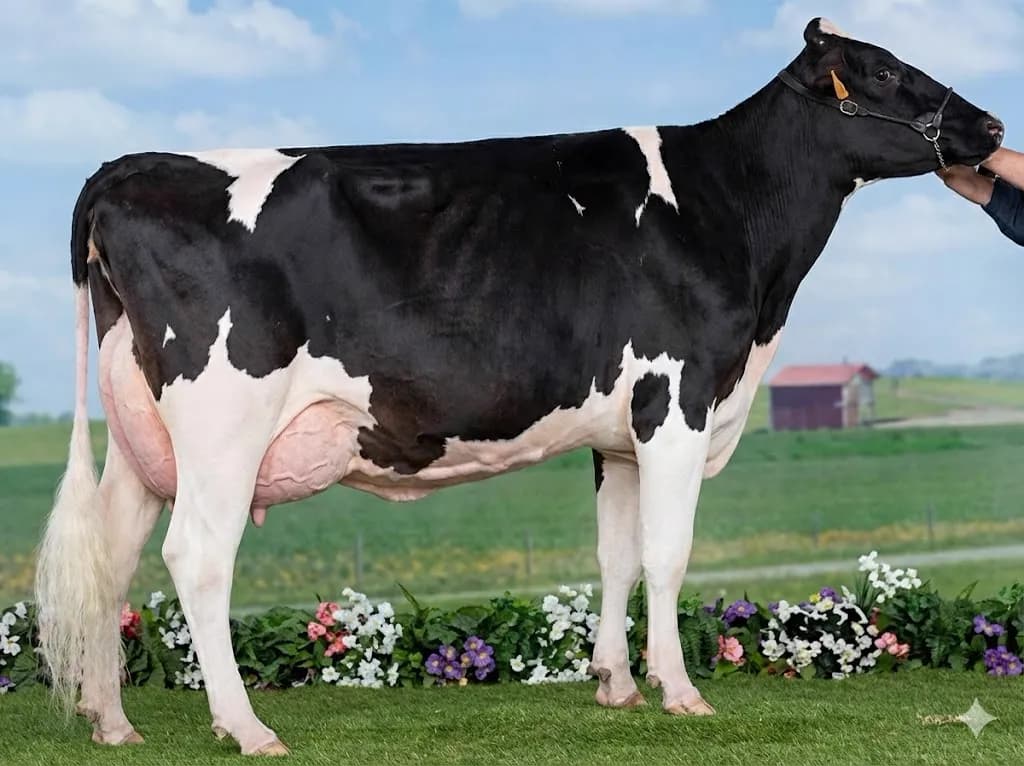 Holstein dans le ring d'exposition, decor automnal