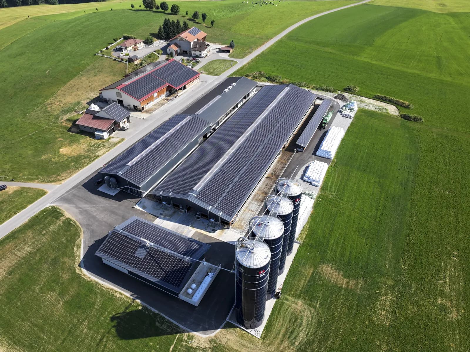 Vue d'ensemble de la stabulation libre